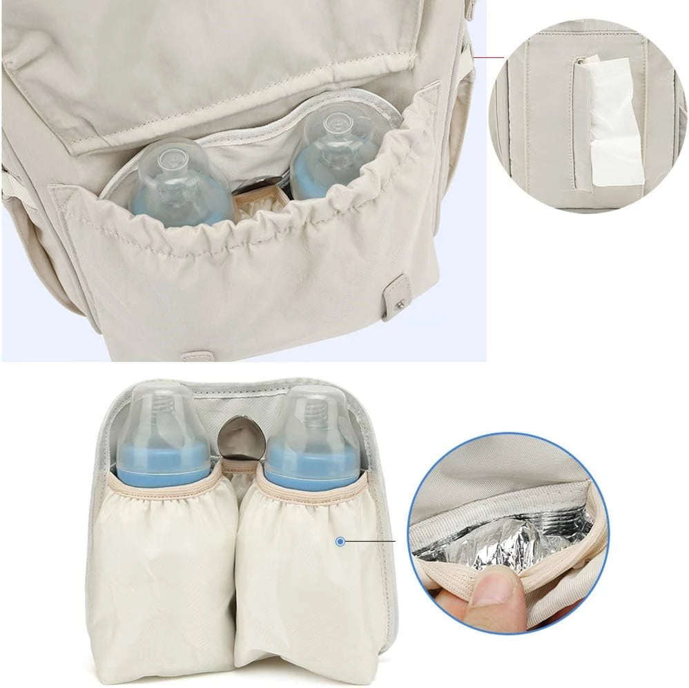 Baby Diaper Bag with USB Charging Port, Multifunctional Travel Diaper Backpack, Large Capacity Stroller Organizer Backpack with Insulated Pouch