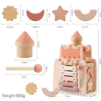 Montessori Wooden Castle Pink House Blocks