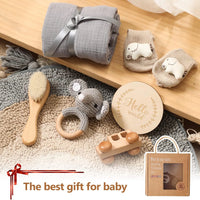 Baby Gift Set for Newborn New Baby Gift Set - 6 PCS Newborn Baby Essentials Baby Bath Set with Baby Rattle & Cotton Socks