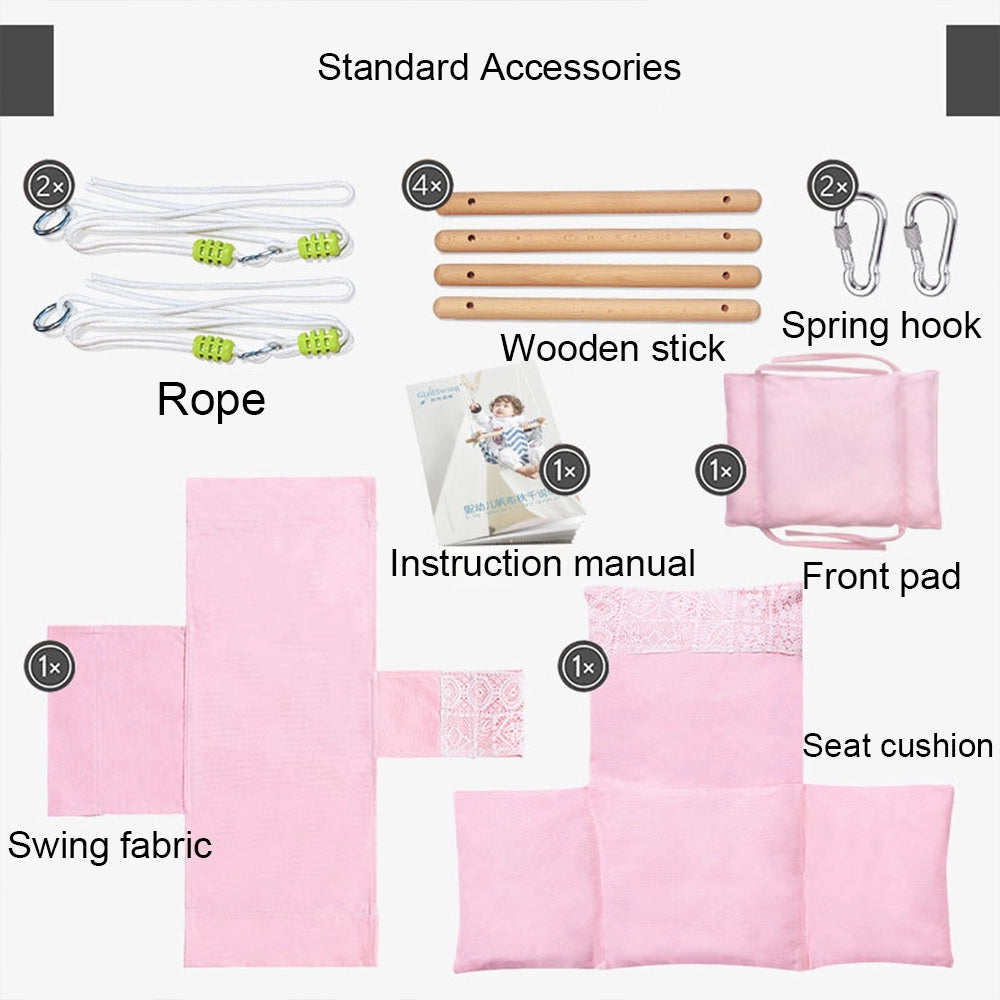 Baby Swing Outdoor Wooden Toddler Secure Swing Indoor & Outdoor Infant Hanging Swing Chair with Canvas Cushion, Swing Sets for Backyard