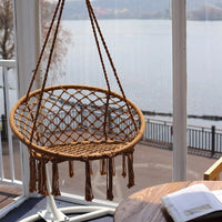 Hammock Hanging Swinging Chair,Hanging Cotton Rope Swing Chairs with Cushion and Hardware Kits, Hanging Chairs for Indoor Balcony and Outdoor Use,Perfect for Kids, Adults, (330 Lbs)