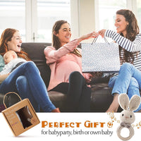 Baby Gift Set for Newborn, for Girls & Boys - 6 PCS Newborn Baby Essentials Baby Bath Set with Baby Blanket Baby Rattle - New Born Baby Girls Gift & Baby Boy Gifts Bunny