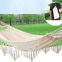 Double Hammock Hanging Swing -Boho Hammocks Load-bearing 500lbs - Portable Hammock for Indoor Outdoor Patio Yard Garden