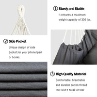Deluxe Hammock Chair, Hanging Hammock Chair, Rope Swing and 2 Cushions Included, Sturdy & Durable Soft Cotton Hand Woven Hammock Swing for Bedroom, Porch, Patio-Indoor/Outdoor