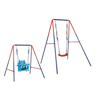 Xiunan-Leisure 2-in-1 Baby Swing Set Safe Playground Accessory Green Blue Metal Plastic 110lbs Capacity