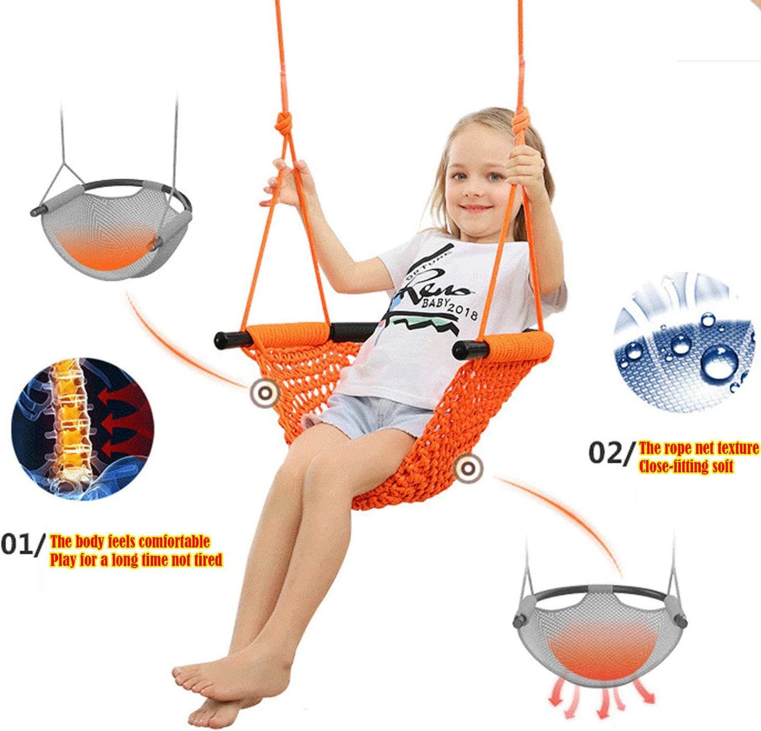 Baby Swinging Hammock Hanging  Chair,Hanging Cotton Rope Swing Chairs with Hardware Kits, Hanging Chairs for Indoor Balcony and Outdoor Use,Perfect for Kids, Adults, (330 Lbs)