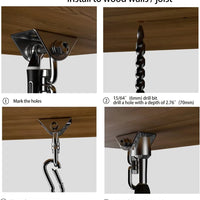 Hammock Hanging Kit, 1000 lb Capacity Heavy Duty 360° Rotate Swing Ultra Durable Hooks for Swing, Chair, Multiple Indoor Outdoor Gym