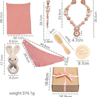 Baby Gift Set for Newborn - 7 PCS Newborn Baby Essentials Baby Bath Set with Baby Blanket Baby Rattle Bunny