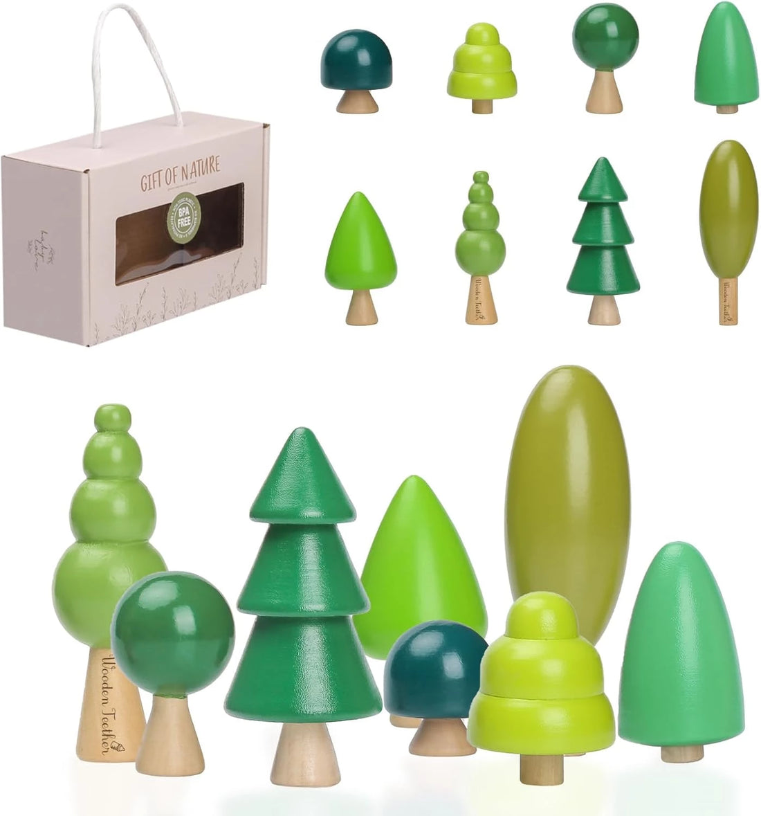 Baby Gift Set Creative Gift Tree Toy Pack of 8 Wood Miniature Tree Set Various Sizes Natural Trees