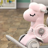 Multi-function in 1 Rocking Horse for Toddlers 1-3 Years Old, Balance Bike Ride On Toys with Push Handle, Backrest and Balance Board for Baby Girl and Boy