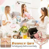 Baby Gift Set for Newborn - 7 PCS Newborn Baby Essentials Baby Bath Set with Baby Blanket Baby Rattle Bunny