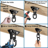 Hammock Hanging Kit, 1000 lb Capacity Heavy Duty 360° Rotate Swing Hangers Suspension Hooks for Swing, Chair, Yoga, Multiple Indoor Outdoor Gym