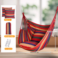 Deluxe Hammock Chair, Hanging Hammock Chair, Rope Swing and 2 Cushions Included, Sturdy & Durable Soft Cotton Hand Woven Hammock Swing for Bedroom, Porch, Patio-Indoor/Outdoor