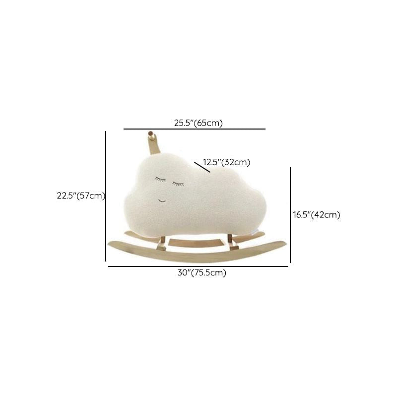 Rainbow Rocker Fully Assembled Natural Wood Rocking Horse with Soft Fleece Multi-Color Puffy Plush Clouds