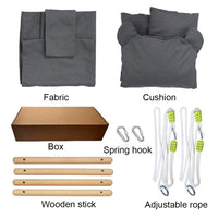 Baby Swing Outdoor Wooden Toddler Secure Swing Indoor & Outdoor Infant Hanging Swing Chair with Canvas Cushion, Swing Sets for Backyard