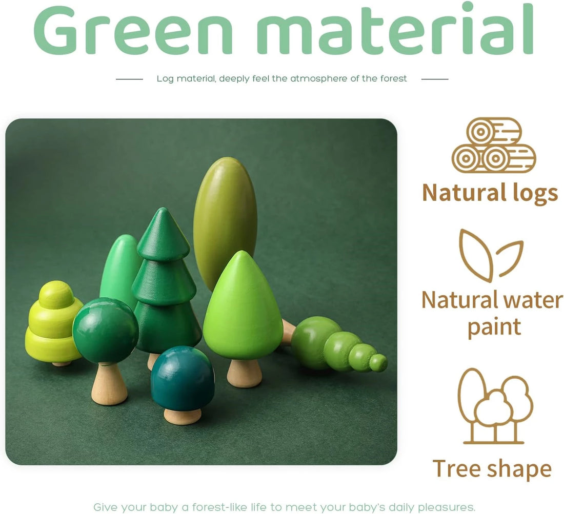 Baby Gift Set Creative Gift Tree Toy Pack of 8 Wood Miniature Tree Set Various Sizes Natural Trees