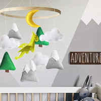 Handmade Felt Dragon Baby Mobile – Unisex Nursery Decor & Baby Shower Gift