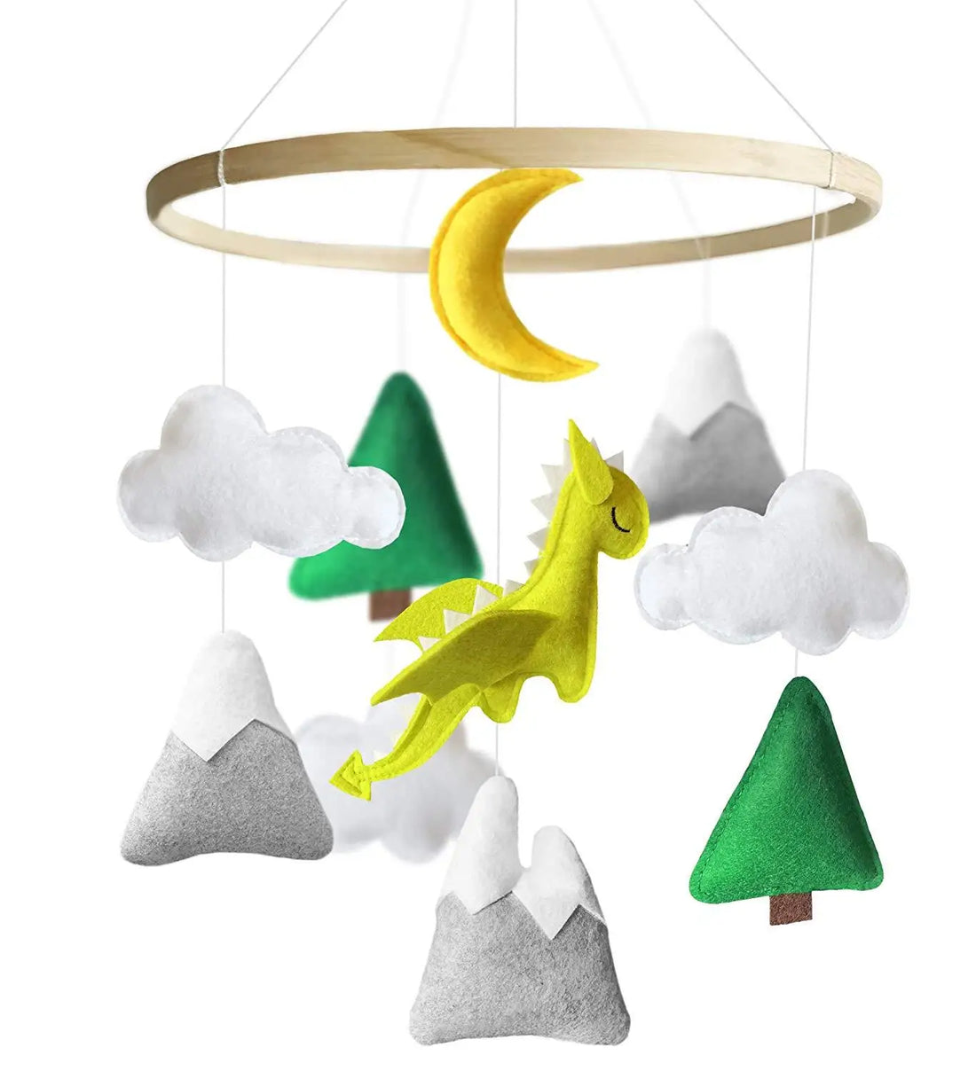Handmade Felt Dragon Baby Mobile – Unisex Nursery Decor & Baby Shower Gift