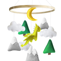 Handmade Felt Dragon Baby Mobile – Unisex Nursery Decor & Baby Shower Gift