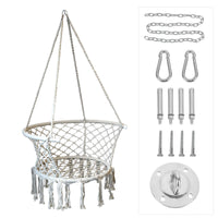 Hammock Hanging Swinging Chair,Hanging Cotton Rope Swing Chairs with Cushion and Hardware Kits, Hanging Chairs for Indoor Balcony and Outdoor Use,Perfect for Bedroom, Porch, Kids, Adults, (330 Lbs)
