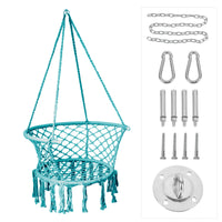 Hammock Hanging Swinging Chair,Hanging Cotton Rope Swing Chairs with Cushion and Hardware Kits, Hanging Chairs for Indoor Balcony and Outdoor Use,Perfect for Bedroom, Porch, Kids, Adults, (330 Lbs)