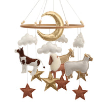 Neutral & Gold Farm Animals Felt Mobile | Handmade Nursery Mobile