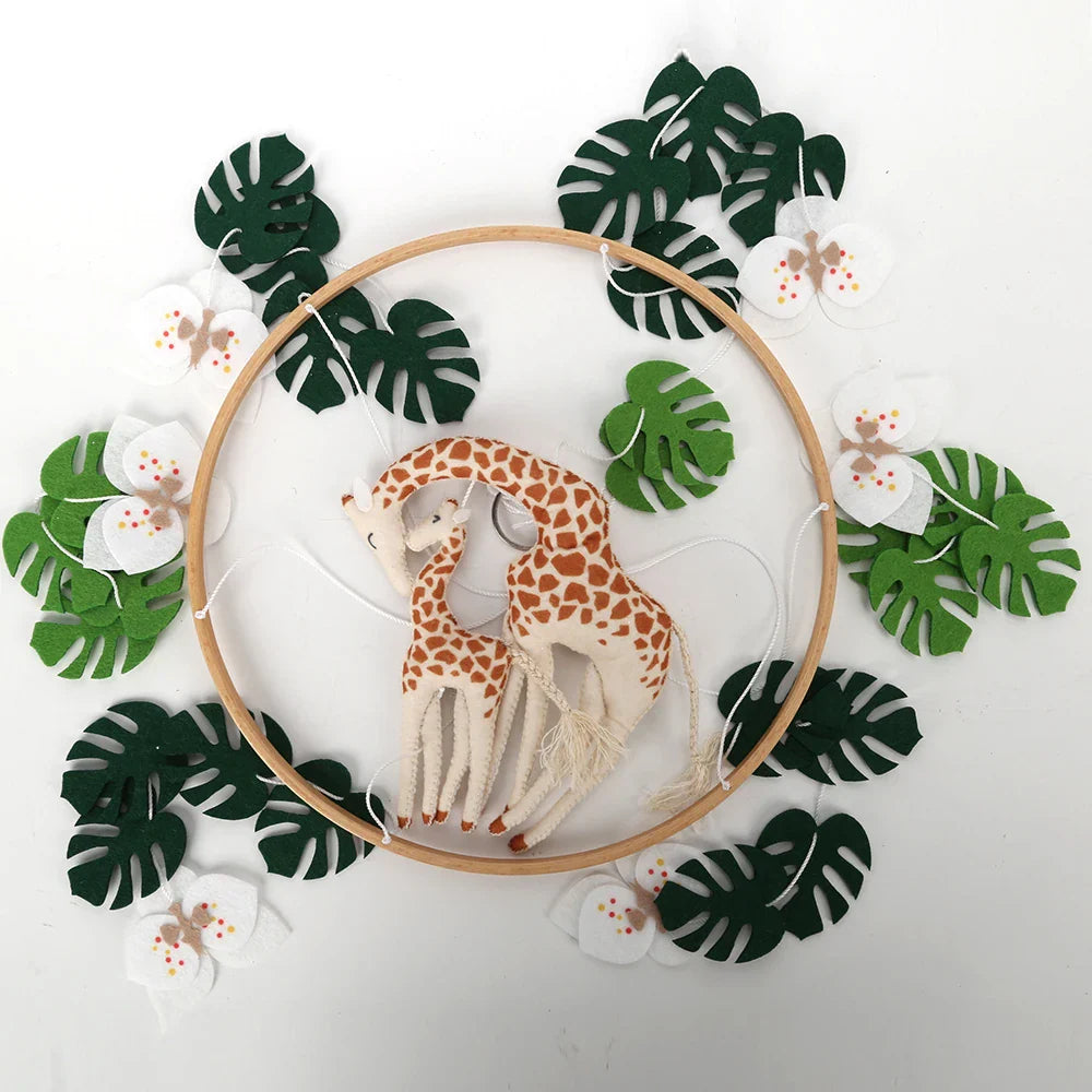 Giraffe Mum & Calf Crib Mobile | Jungle Safari Nursery Decor