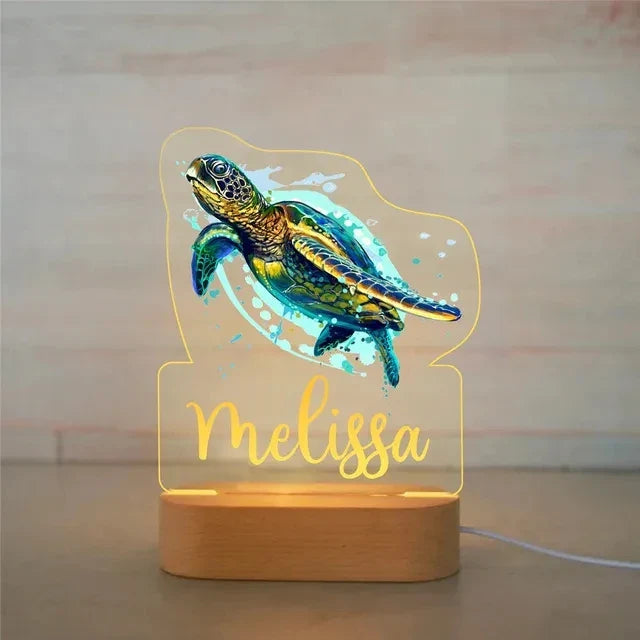 Personalised Zoo Friends Night Light Custom Name LED Lamp for Kids
