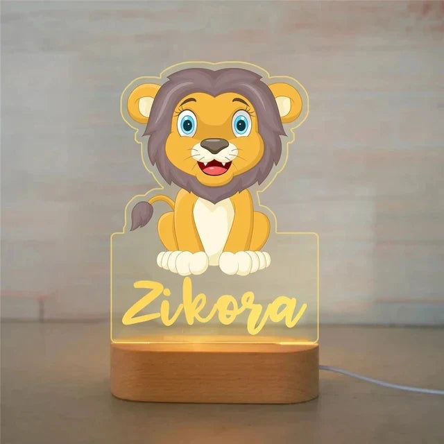 Personalised Zoo Friends Night Light Custom Name LED Lamp for Kids