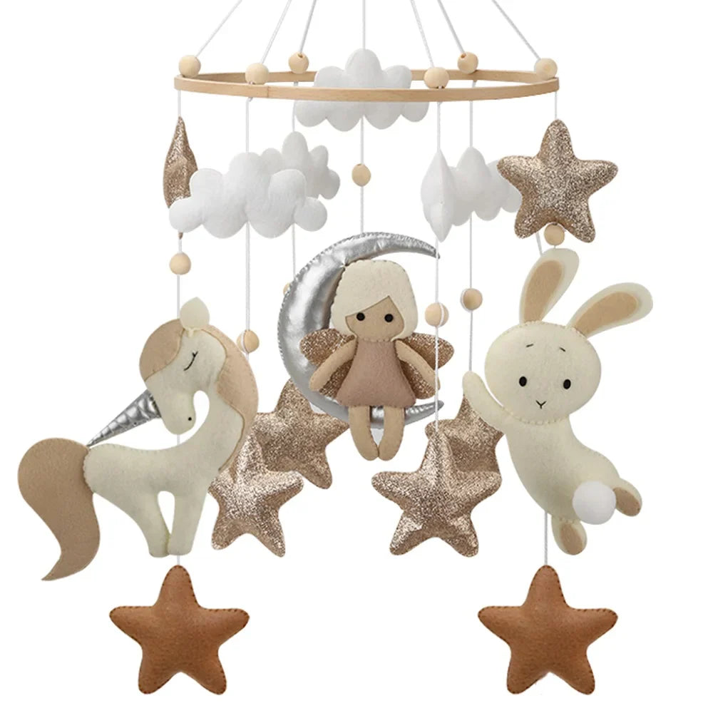 Fairy on the Moon Baby Mobile with Unicorn & Bunny Balloons | Nursery Crib Hanging Decor