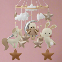 Fairy on the Moon Baby Mobile with Unicorn & Bunny Balloons | Nursery Crib Hanging Decor