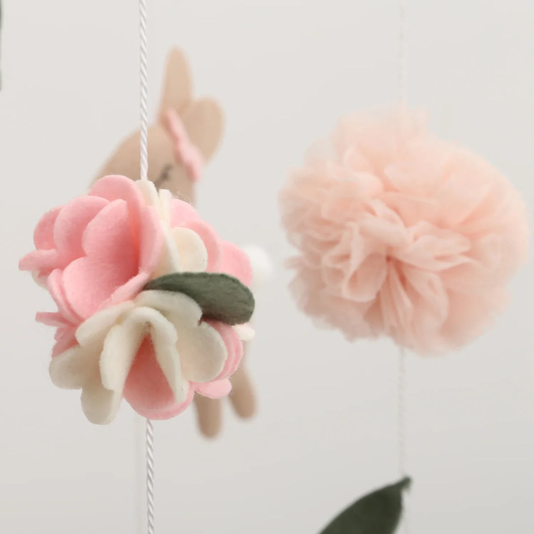 Handmade Bunny Rabbit Crib Mobile | Floral & Boho Nursery Decor | Soft Felt & Wooden