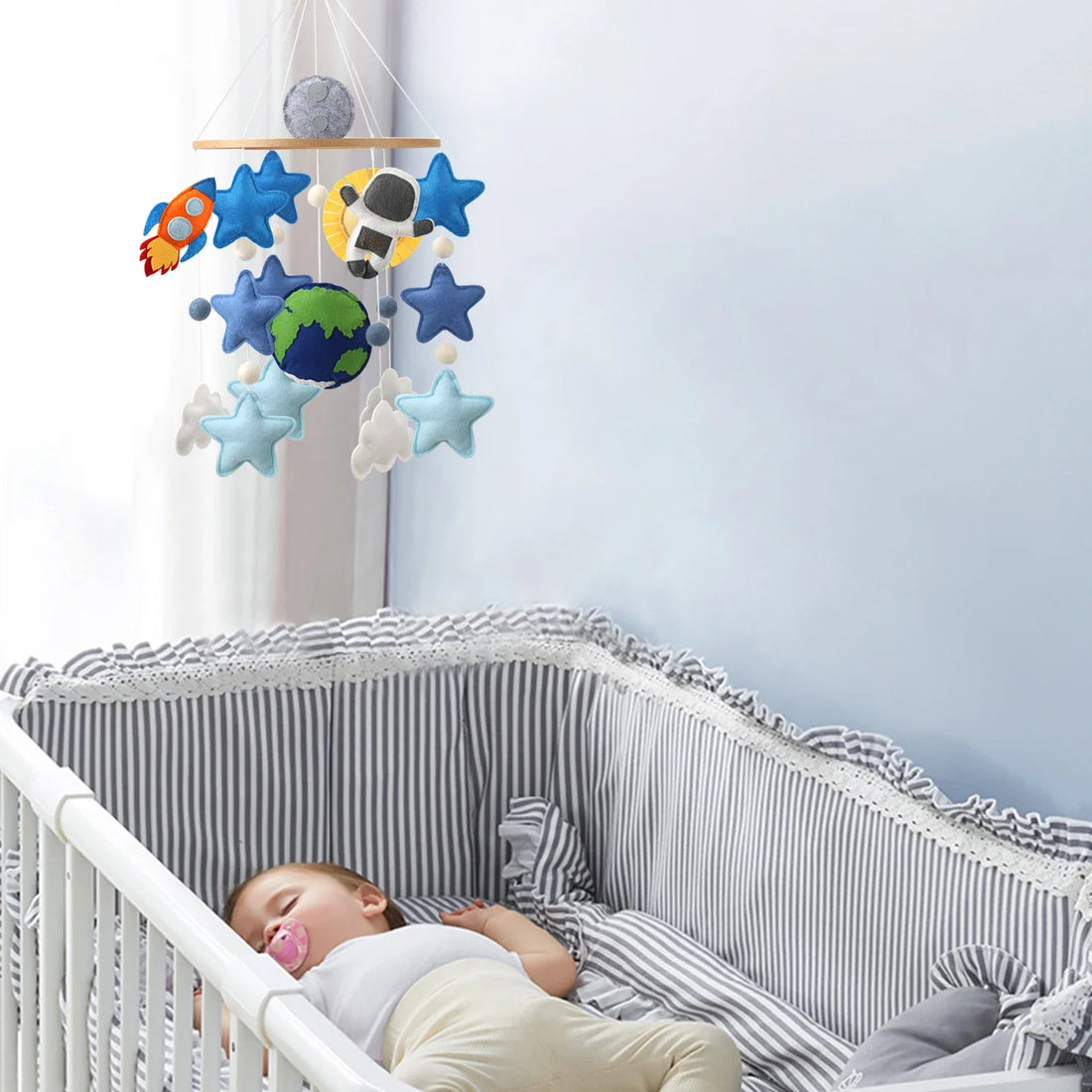 Space Baby Felt Mobile | Outer Space Adventure Astronaut & Rocket Nursery Mobile