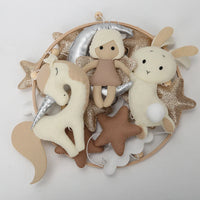 Fairy on the Moon Baby Mobile with Unicorn & Bunny Balloons | Nursery Crib Hanging Decor