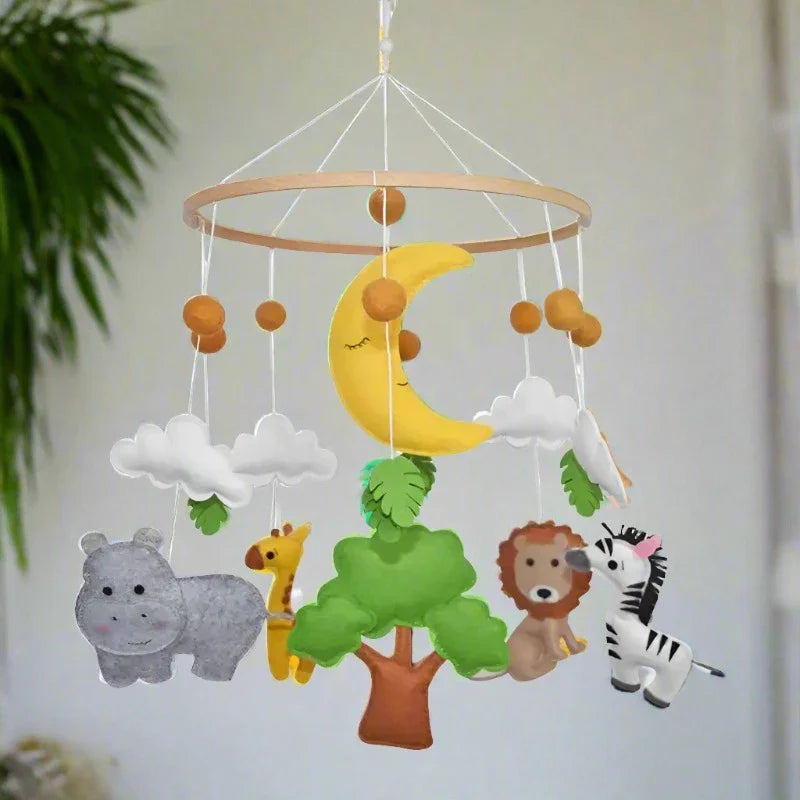 Baby Nursery Mobile - Soft Felt Jungle Safari Zoo Animals