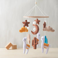 Handmade Alpaca Crib Mobile | Boho Nursery Hanging Decor | Soft Felt & Natural Wood