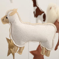 Neutral & Gold Farm Animals Felt Mobile | Handmade Nursery Mobile