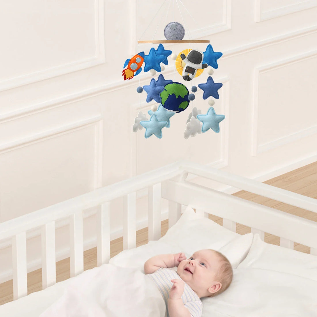 Space Baby Felt Mobile | Outer Space Adventure Astronaut & Rocket Nursery Mobile