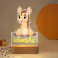 Personalised Zoo Friends Night Light Custom Name LED Lamp for Kids