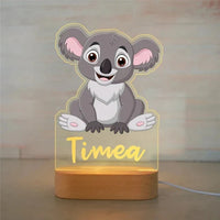 Personalised Zoo Friends Night Light Custom Name LED Lamp for Kids