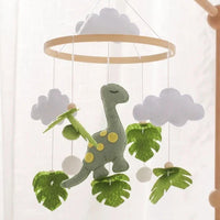 Handmade Diplodocus Dinosaur Crib Mobile Nursery Decor | Soft Felt & Natural Wood