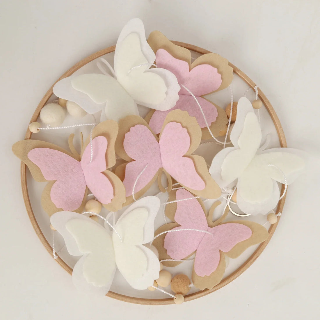 Pink Butterfly Baby Mobile | Eco-Friendly Felt & Wood Cot Mobile | Ideal Baby Shower Gift