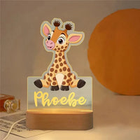 Personalised Zoo Friends Night Light Custom Name LED Lamp for Kids