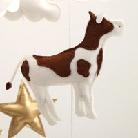 Neutral & Gold Farm Animals Felt Mobile | Handmade Nursery Mobile