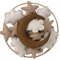 Boho Handmade Brown Moon, Cloud, and Stars Nursery Mobile