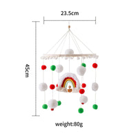 Boho Rainbow Wooden Crib Mobile with Felt & Wool Balls - Baby Crib Mobile