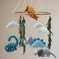 Premium Dinosaur Felt Baby Mobile | Jurassic Nursery Hanging Decor | Dino-Themed Nursery Mobile