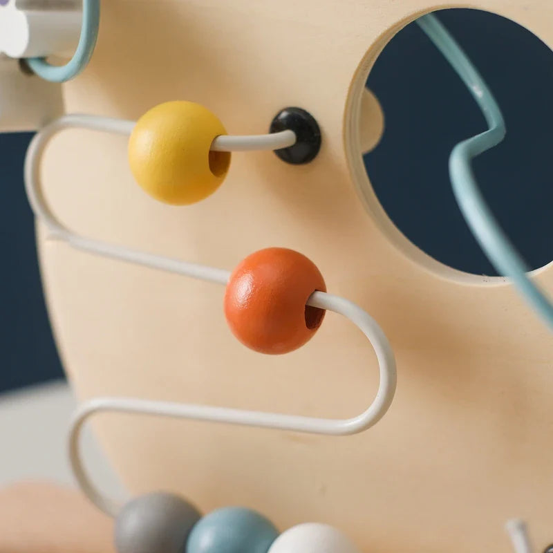 Wooden Space-Themed Beaded Busy Toy for Babies | Educational & Eco-Friendly Fun