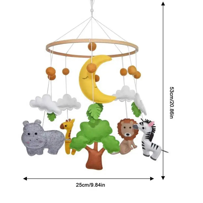 Baby Nursery Mobile - Soft Felt Jungle Safari Zoo Animals
