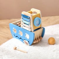 5-in-1 Multi-Activity Wooden Boat Busy Cube | Montessori-Inspired Educational Toy